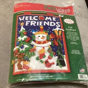 Dimensions Felt Appliqué Snowman Banner Kit NIP